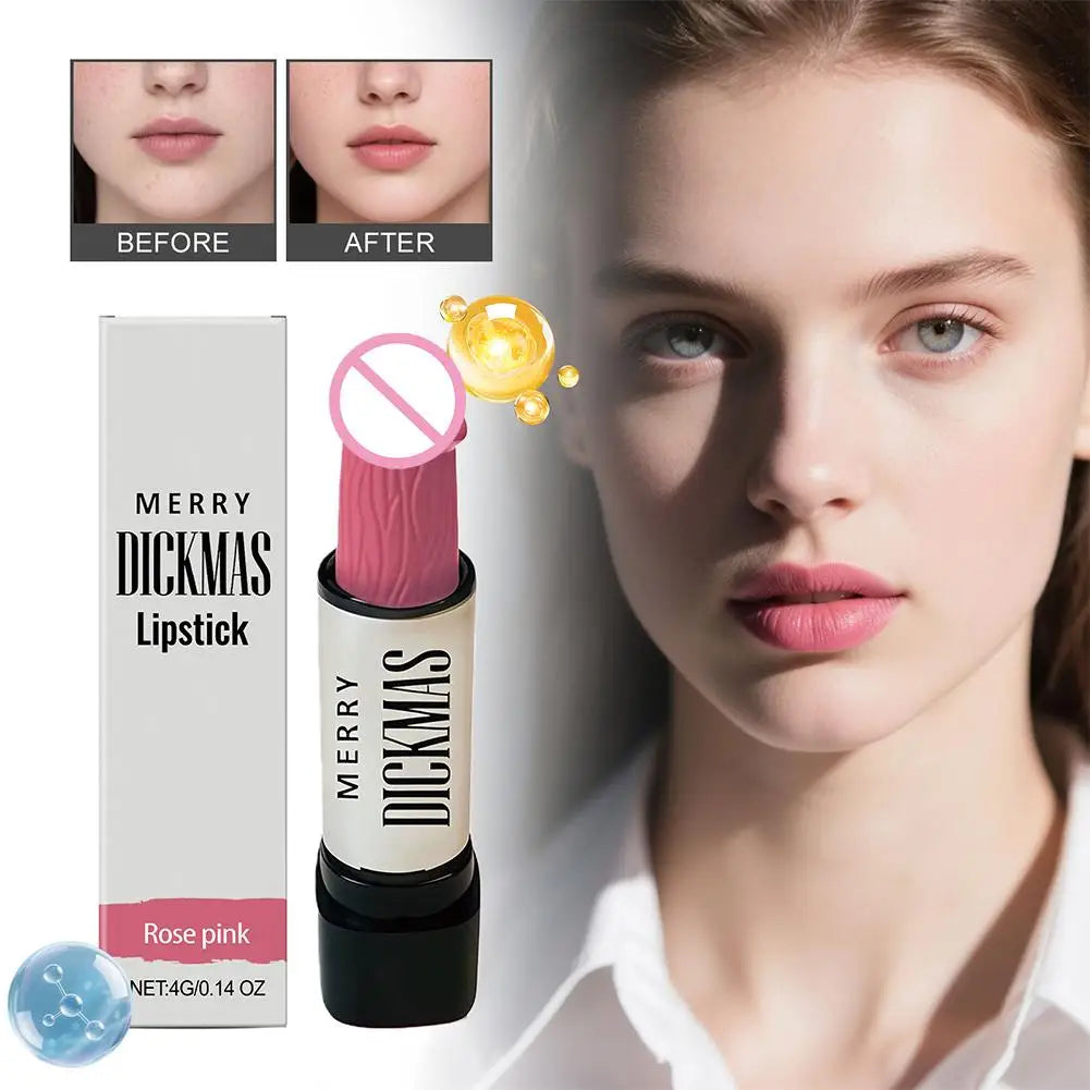 Funny Lipstick Gag Gift for Women,Matte Texture Velvet Lipstick Long Lasting Full Coverage Non-Transfer Lipstick Valentine's Day Quake 04 rose pink