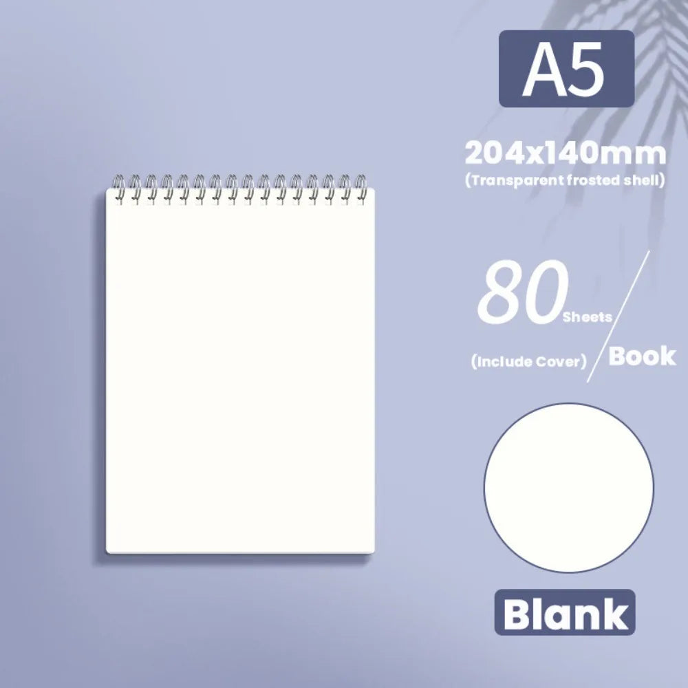 Multifunctional A5/B5/A4 Coil Notebook 80Sheets Grids/Blank/Horizontal Line Spiral Notebook Flip Up Diary Book Students Gift Quake A5-Blank