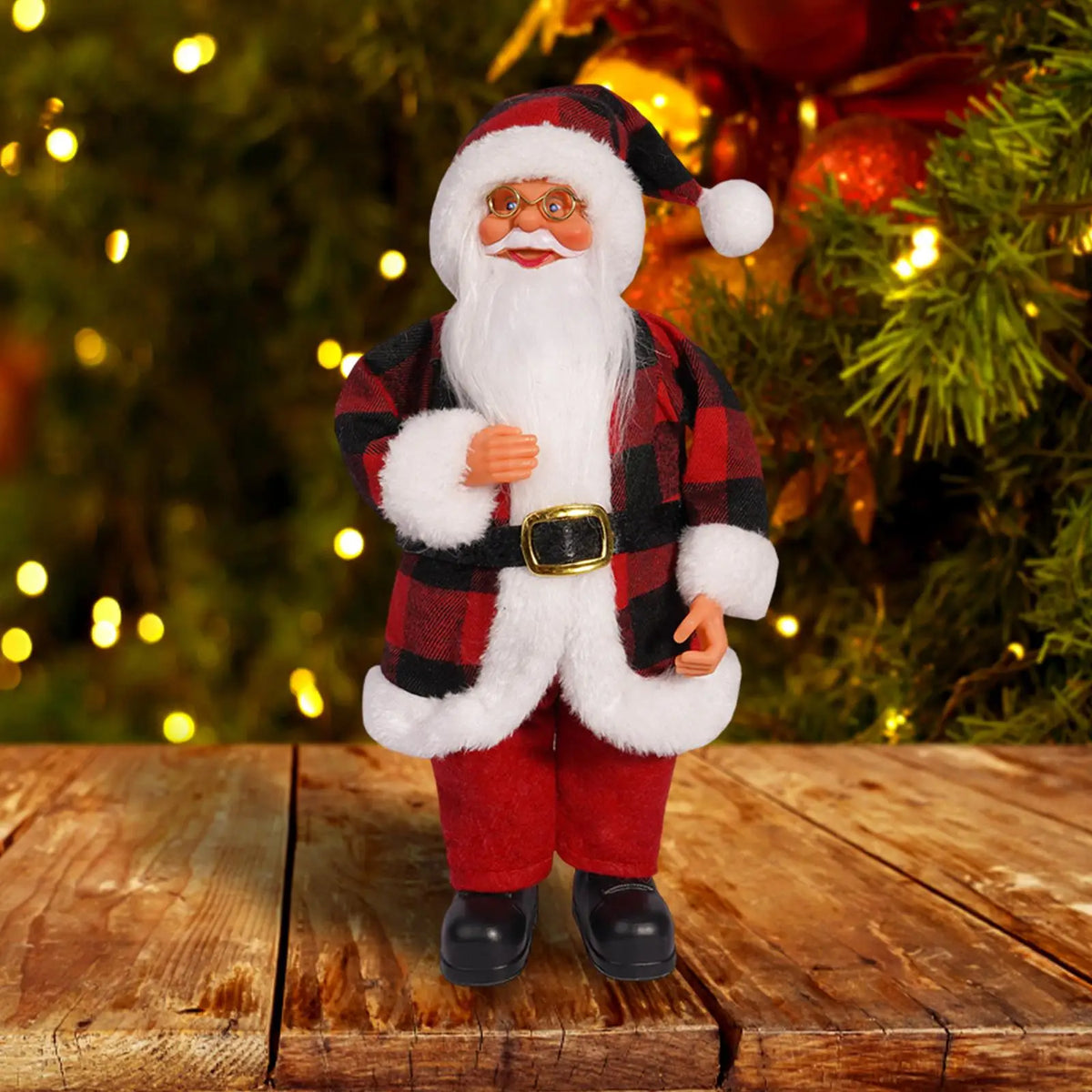 Santa Claus Doll Collectable Display Creative Fireplace Decorative Craft Desk Ornament for Hotel Holidays Party Office Farmhouse Quake