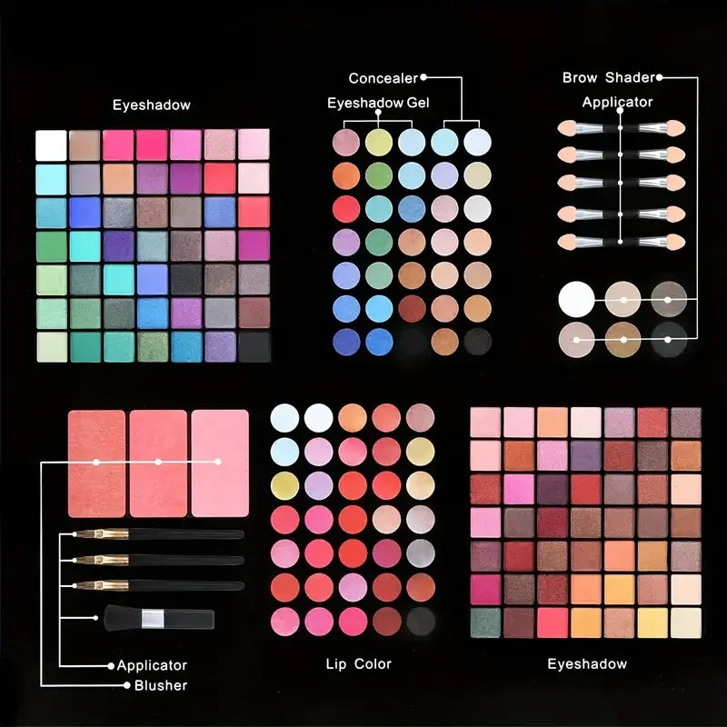 177 Color Makeup Set Including Eyeshadow Palette Blush Lip Gloss Concealer, All-in-One Women's Makeup Set, Complete Set with Mir Quake