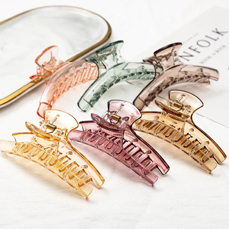 Transparent Large Tooth Grab Clip Elegant Simple Ponytail Hairpin Girls Women Headwear Hair Styling Tools Accessories Quake
