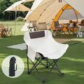 Camping Folding Chair Oxford Cloth Metal Tube with Side Pocket Portable Foldable Chair for Park BBQ Outdoor Backpacking Yard Quake Beige