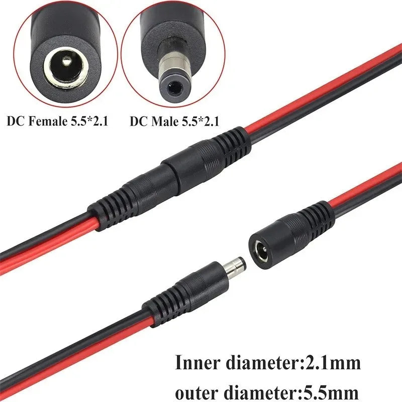 Off‑Grid Solar DIY Accessory 12AWG 30A Power Pole Conversion Cable to DC5525 DC5521 Plug Solar Panel DC Connection Wire Quake