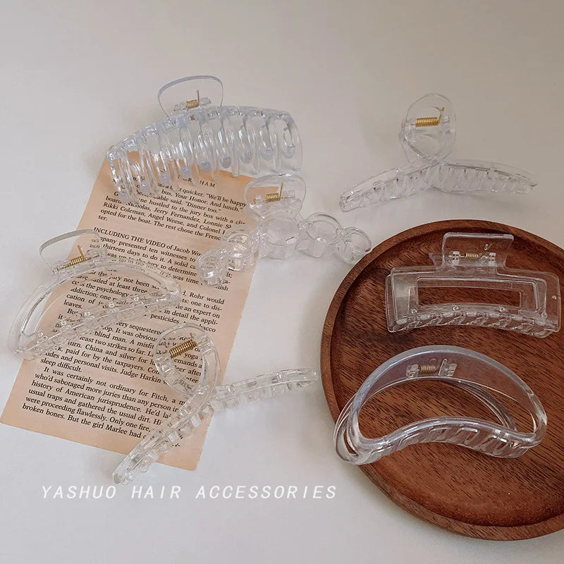 Transparent Grab Clip Korean Simple Large Hairpin Hair Grab Hairpin Bath Styling Tools & Accessories Quake