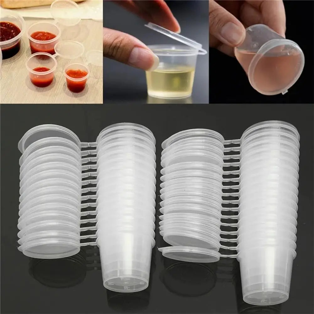 50pcs Sealed and Leak-proof Disposable Sauce Cup Sauce Cup Containers with Hinged Lids Portable Sauce Box Reusable Quake