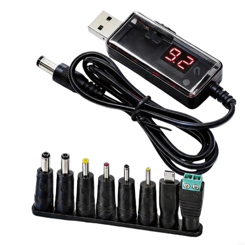 Adjustable DC5V to USB9V 12V Converter Cable for Small Electronics, LED Lights, Daily Backup, Desk, Travel, and Home K1KF Quake With 8 adapters CN