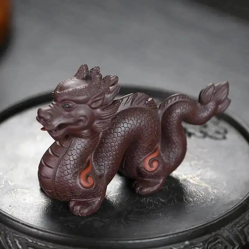 Zisha Tea Pet Dragon Zodiac Figurine Handmade Cultivable Sculpture Tea Play Tea Ceremony Accessories Чаепитие Quake Purple Clay