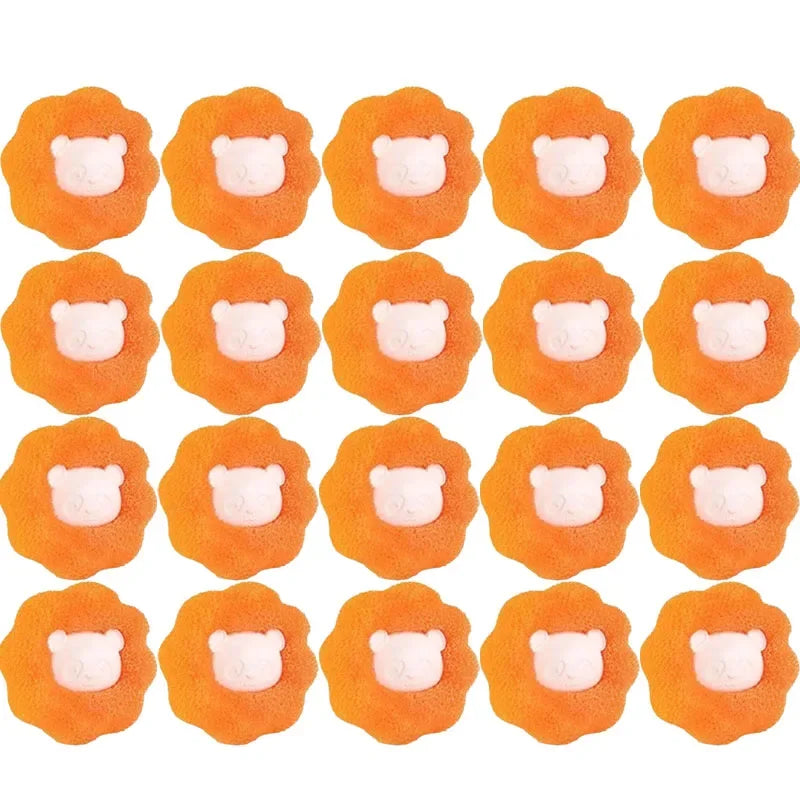 Cute Pet Hair Remover Reusable Ball Laundry Washing Machine Filter Wool Sticker Cat Hair Remover Pet Fur Lint Catcher Home Quake Orange 20pcs