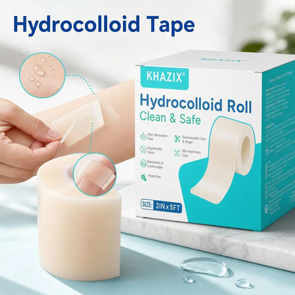 Hydrocolloid Roll 2in x 5ft, Hydrocolloid Bandages for Acne Pimple, Burns, Minor Cuts, Wound Care Self Adhesive Waterproof Patch Quake