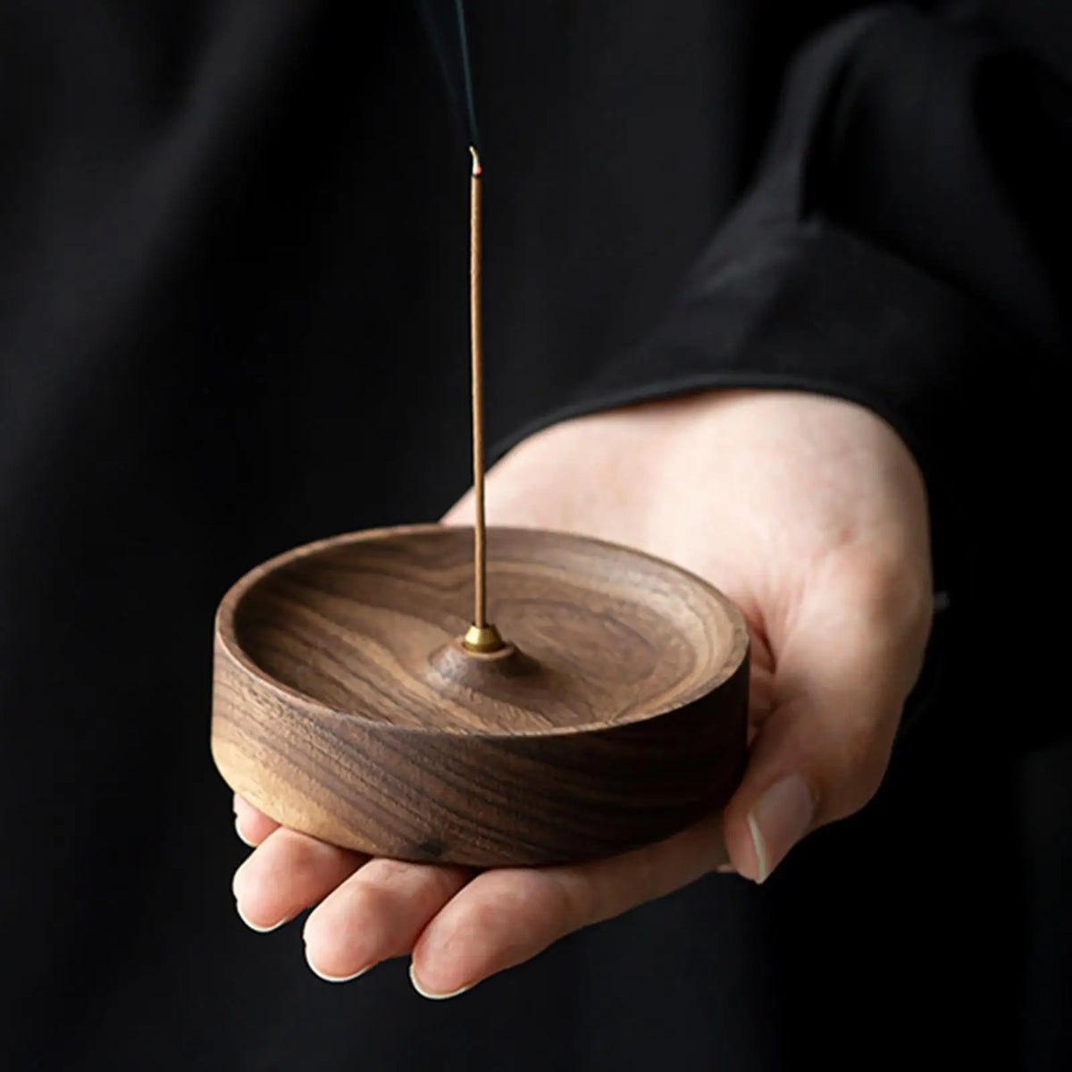 Wooden Incense Holder Round Burner Natural Incense Stick Tray for Yoga Meditation Living Room Decor Quake