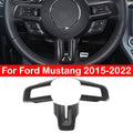 For Ford Mustang 2015 2016 2017 2018 2019 2020 2021 2022 ABS Carbon Fiber Style Inner Car Steering Wheel Cover Trim Frame Decor Quake Default Title