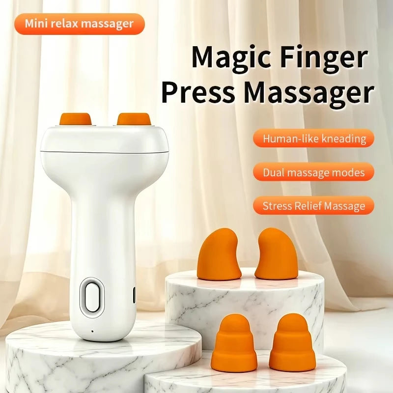 Mini Massager Smart Electric Stress Relief Portable Finger Pressing Kneading Shoulder Neck Massage Tool for Home Office Travel Quake