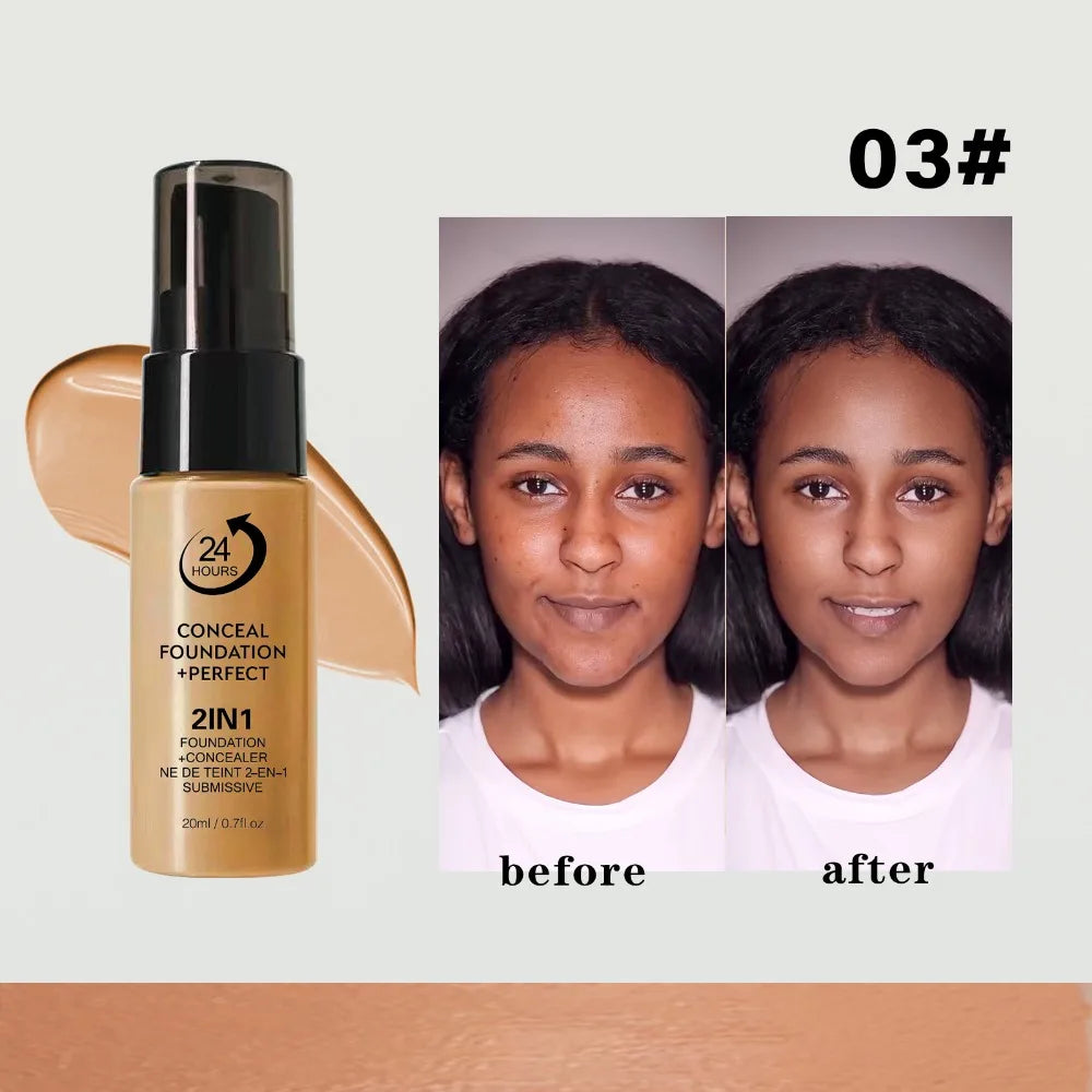 New Waterproof Liquid Foundation Matte Oil-Control Face Foundation Cream Sweat Proof Full Coverage Foundation Concealer Cream Quake 03