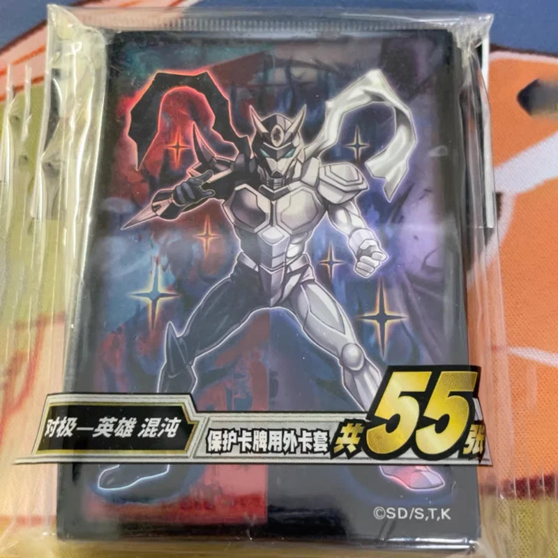 Hot 55pcs Official YuGiOh Simplified Chinese Hero Chaos Card Sleeves 63x90mm TCG Game Protector for Kids Anime Collection Gift Quake