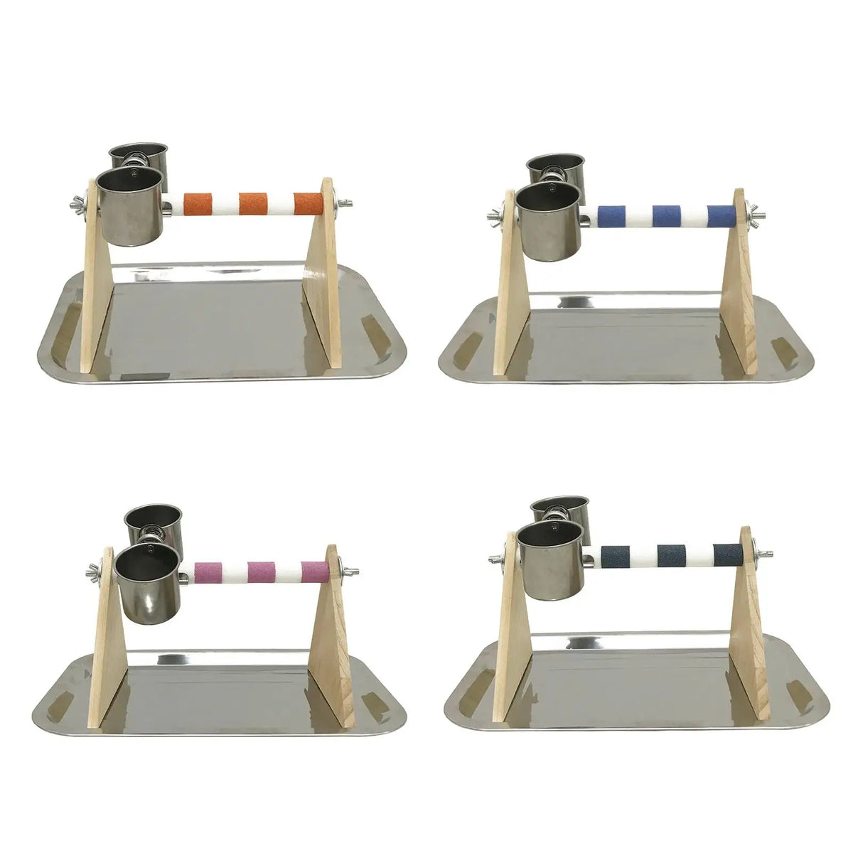 Wooden Playstand for Parrots with Feeder and Perch for Budgies and Cockatoos Quake