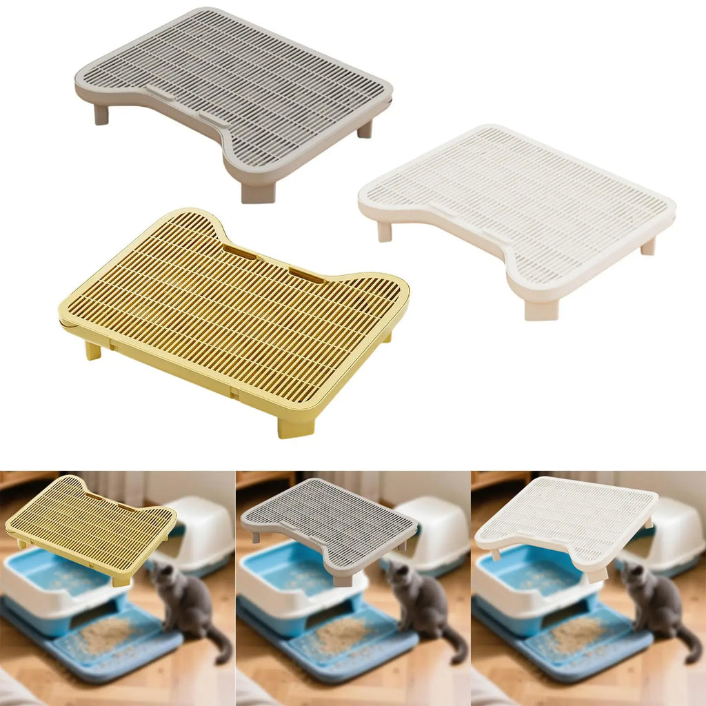 Double Layered Cats Litter Mat Step Stool Splashproof Protection for Portable Large Cage Indoor Cat Condo Quake