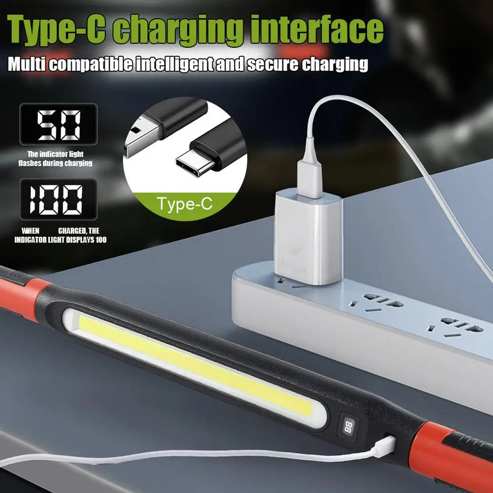 Portable Emergency Work Light USB Rechargeable Magnetic Flashlight 360 Hook Lamp for Outdoor Camping Workshop Quake