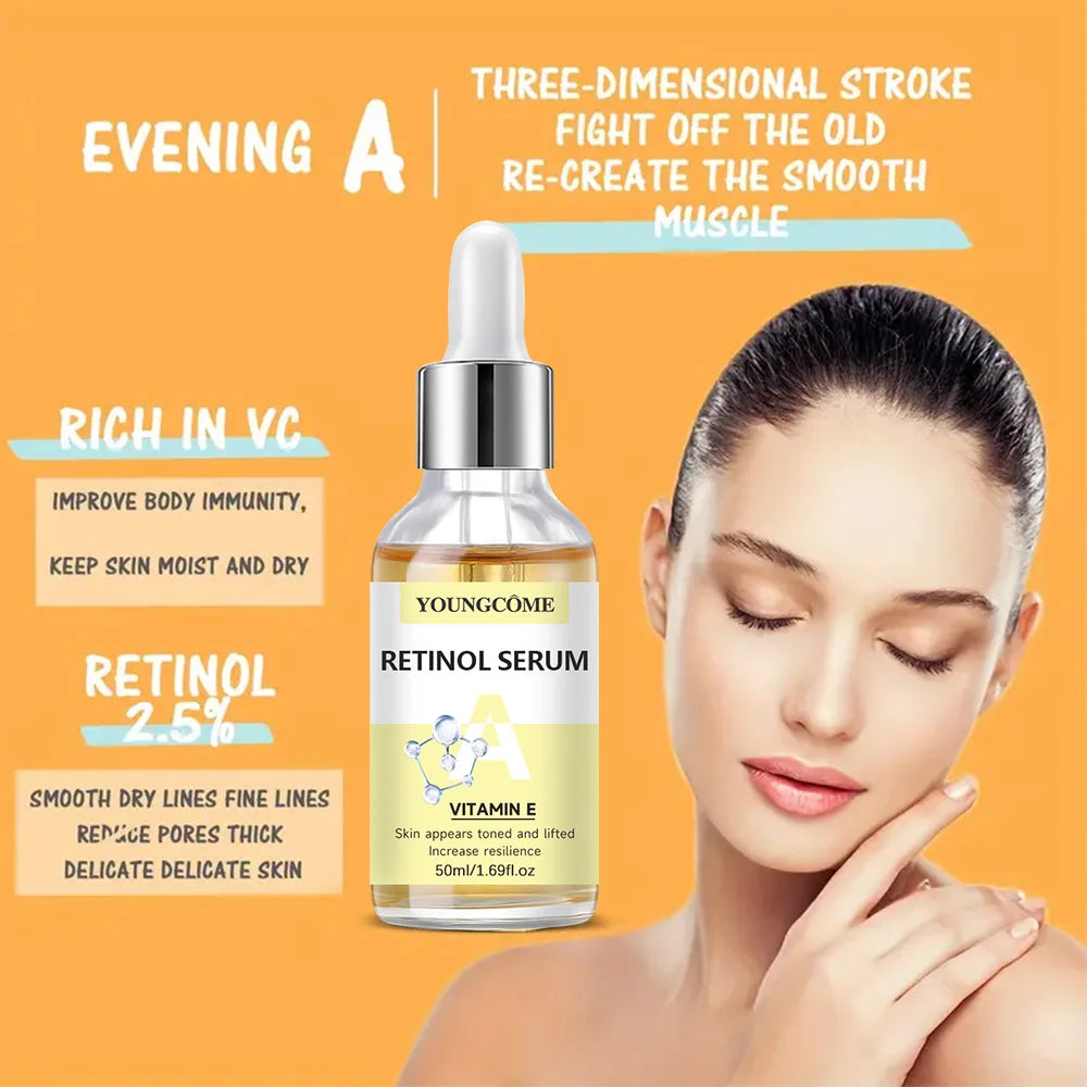 2pcs Vitamin C and retinol fortified serum rich in VC,keep skin hydrated and smooth,smooth fine lines and wrinkles,delicate skin Quake