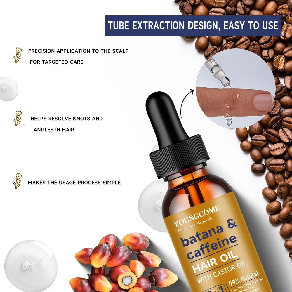 Batana & caffeine HAIR OIL Reduct Hair Loss Prevent Split Hair Care Product Nourish Moisturize Improve Hair Quality Quake