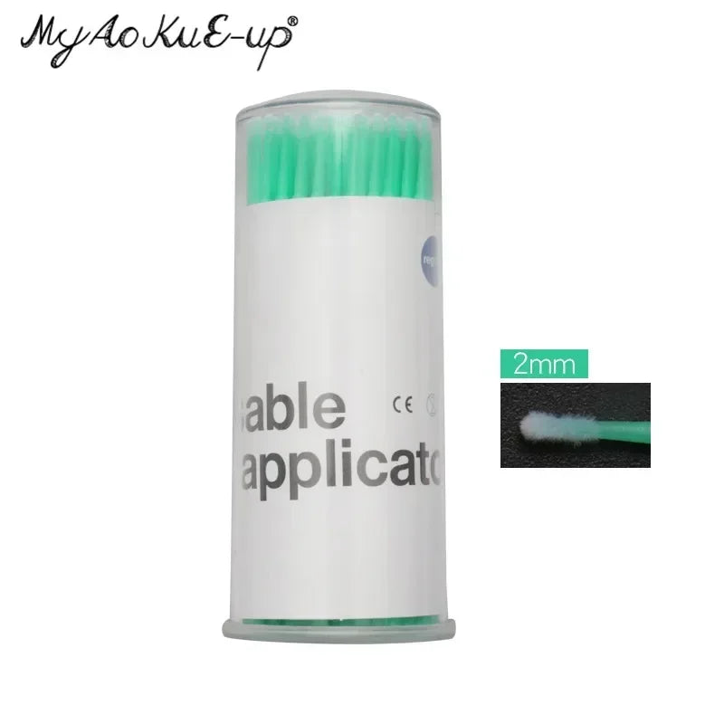 vvocci 100pcs Disposable Mini Makeup Applicator Brushes – Barrel Eyelash Extension & Mascara Brushes, Single-Use Cosmetic Tools Quake M181 Light Green M