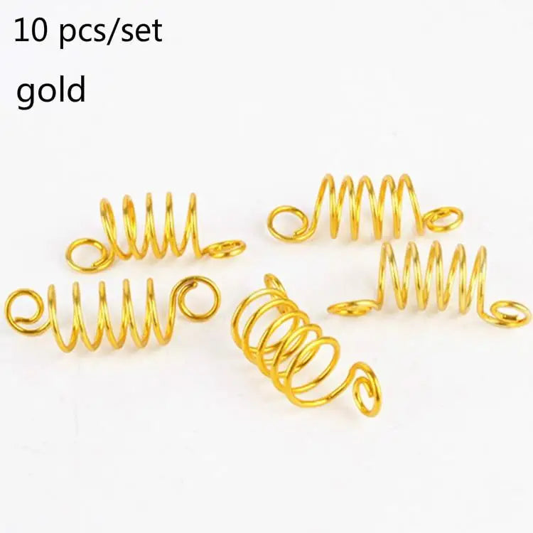 Metal Spring African Hair Rings Beads Cuffs Tubes Charms Dreadlock Dread Hair Braids Jewelry Decoration Accessories Gold Silver Quake gold