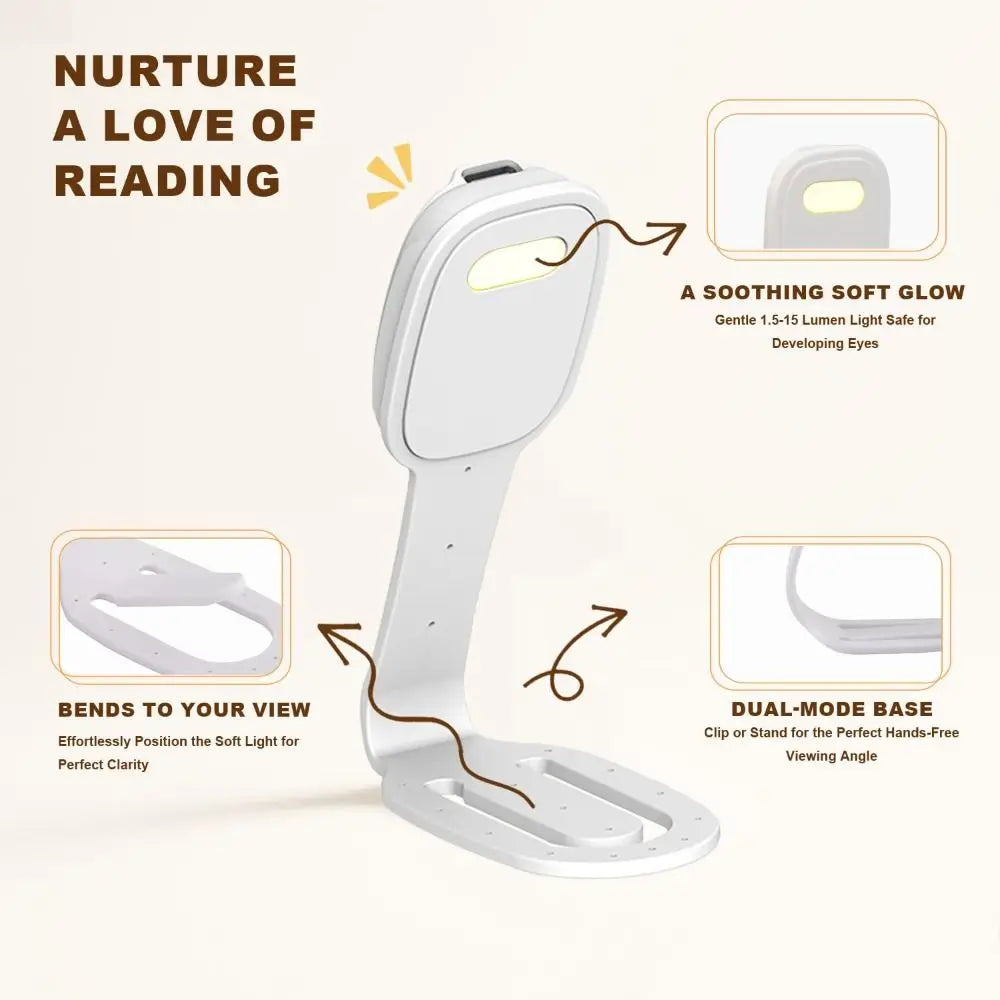 2-in-1 Clip-On Book Light Rechargeable Ultra-thin Mini Book Light with Dimmable Brightness Eye-Caring LED Reading Light Travel Quake