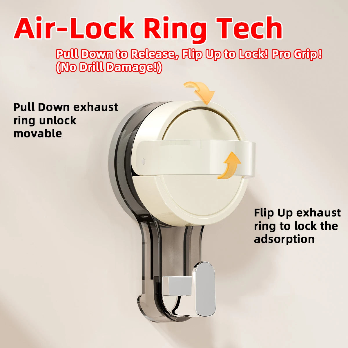 Suction Hooks Strong Vacuum Power Traceless No-Drilling Adhesive Hooks for Home Bathroom Kitchen Door Back and Toilet Area Quake