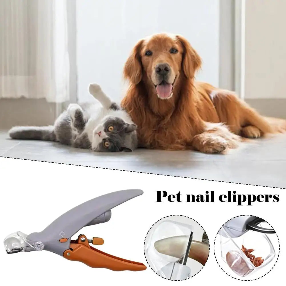 LED Pet Nail Clippers for Cats and Dogs with Magnifier and Splash Guard Ergonomic ABS Handle for Safe Precise Grooming Quake