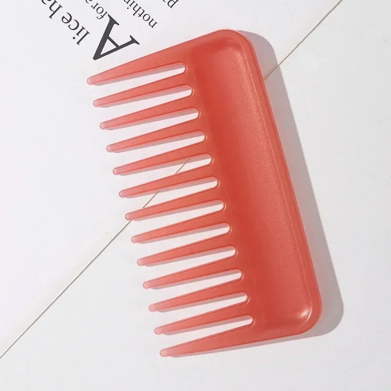 Plastic Wide Toothed Comb Detoxification Hair Brush Heat-resistant Massage Hair Comb Special for Real Hair Wigs Portable Quake light pink