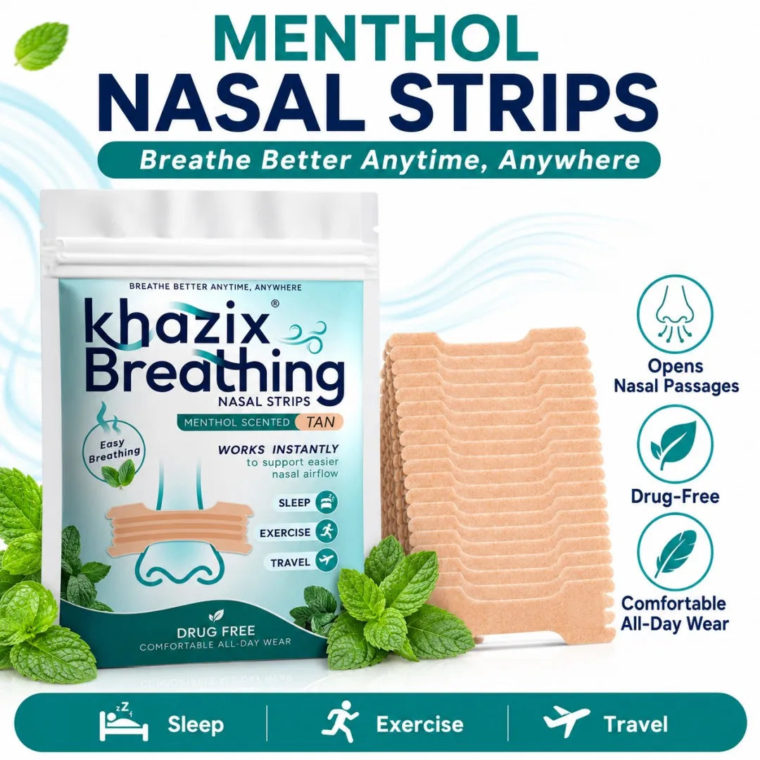 30PCS Menthol Nasal Strips for Easier Breathing, Comfortable Nose Strips for Sleep Exercise Travel Daily Use Quake