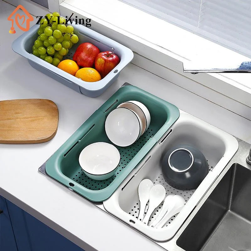 1Pcs Telescopic Sink Drain Basket Plastic Kitchen Sink Storage Basket Quake