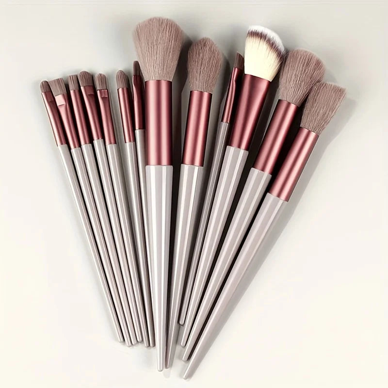 Makeup Brushes Set 13Pcs Premium Synthetic Brush Foundation Powder Blending Concealer Eyeshadow Blush Cosmetics Brushes Travel Quake BROWN