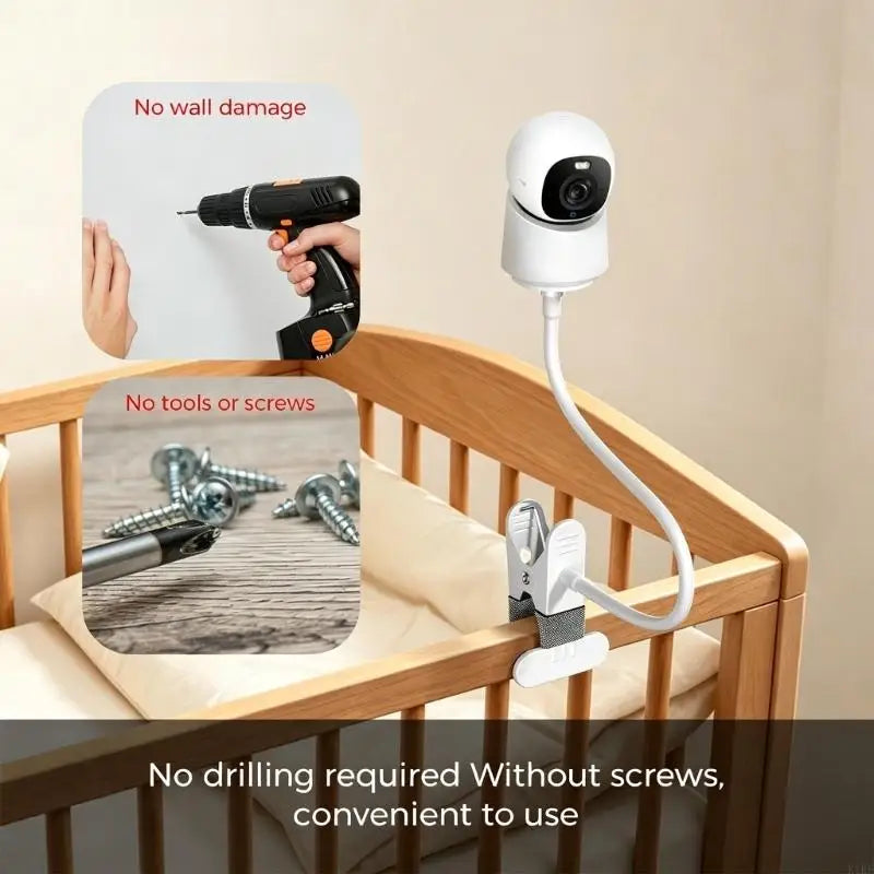 Clamp-On Camera Mount for Indoor E30/C220/C210 with Flexible Metal Arm, Padded Clamp and Toolless Placement on Shelves K1KF Quake