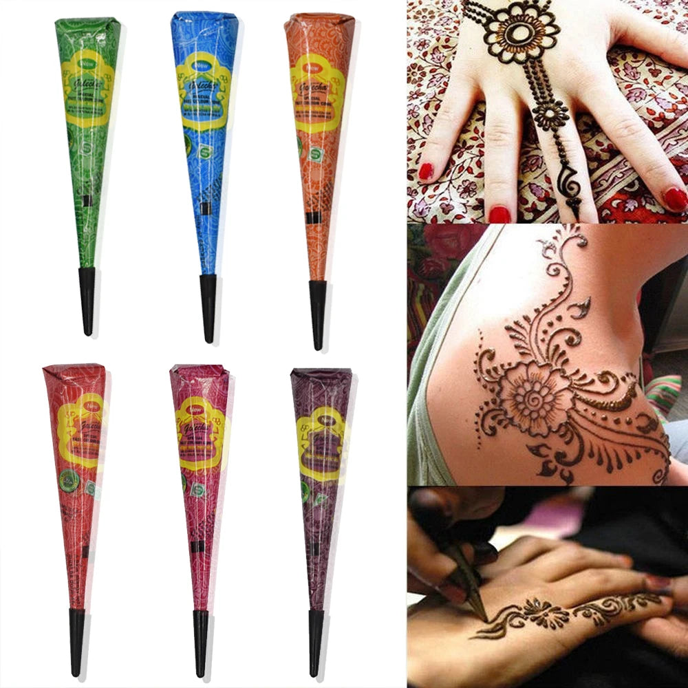 25g Temporary Cream Semi-Hand-Painted Cream Tattoo Cream Smear Tattoo Color Material India Painting Color Tattoo Cone Body Art Quake