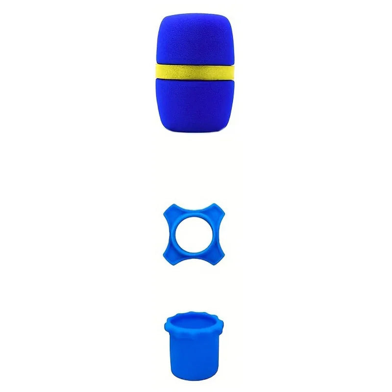 Wireless Handheld Microphone Silicone Ring Anti Rolling,Mic Bottom Rod Sleeve Holder,Microphone Windscreen Sponge Cover Quake style 1 - blue