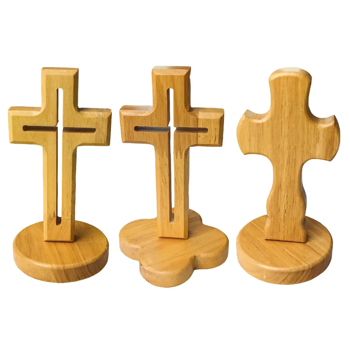 Wooden Standing Cross Centerpiece Rustic Art Ornament for Desk and Table in Modern Home Decoration Quake