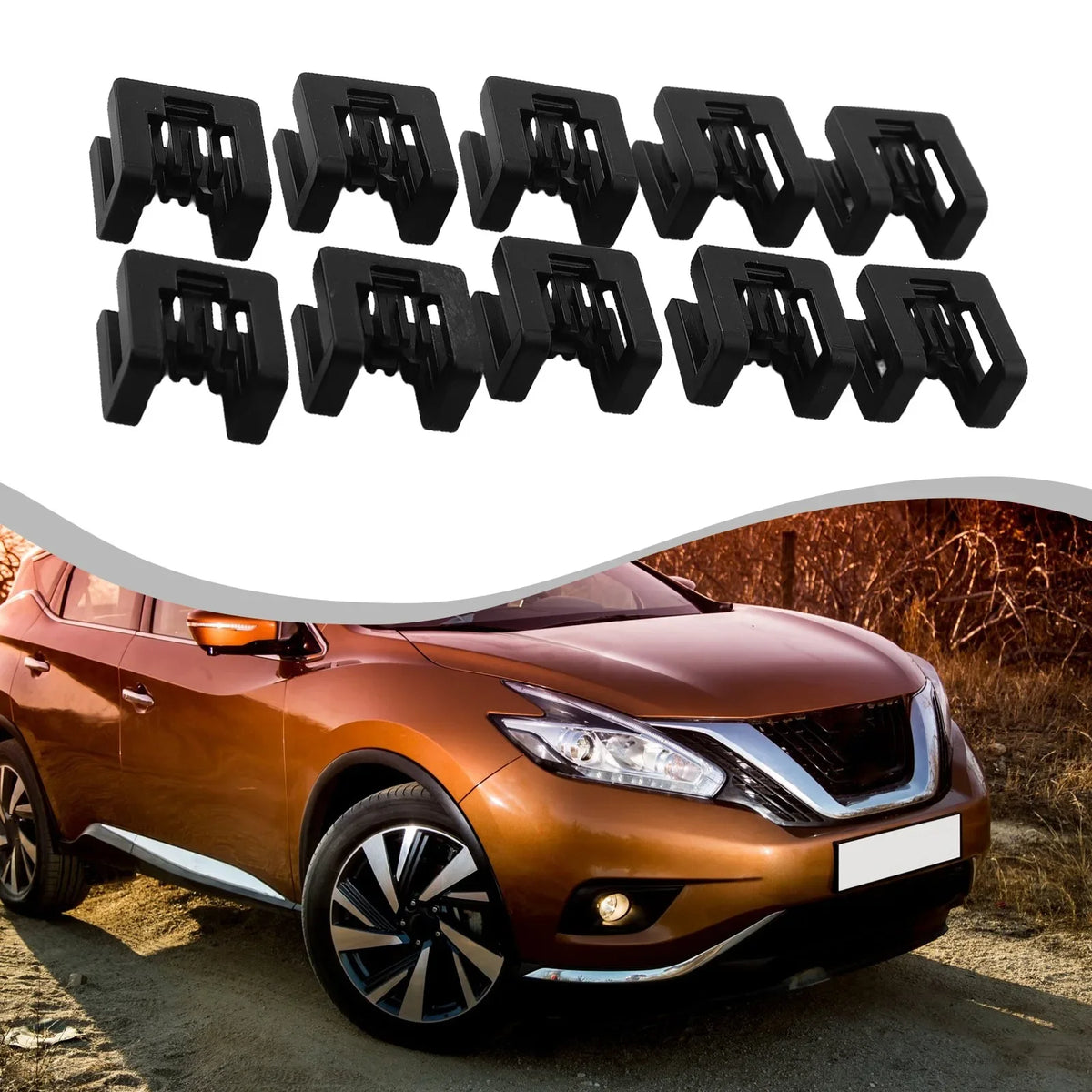 Long lasting Performance Wiper Hood Trim Deflector Panel Reset Clips for Nissan For Xtrail For Tiida (Pack of 10) Quake