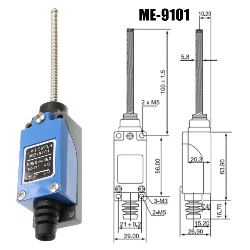 ME-8104 ME-8107 ME-8108 ME-8111 ME-8112 ME-8166 -8169 Limit Switch Rotary Adjustable Roller Lever Arm Travel Switch AC250V NO NC Quake ME-9101