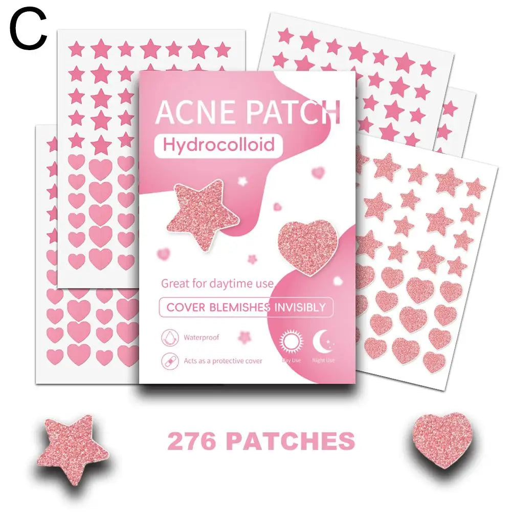 Cute Colorful Stars Pimple Patches Acne Patch For Zits And Blemishes, Invisible Spot Stickers For Face And Skin Protection Tool Quake C-276pcs