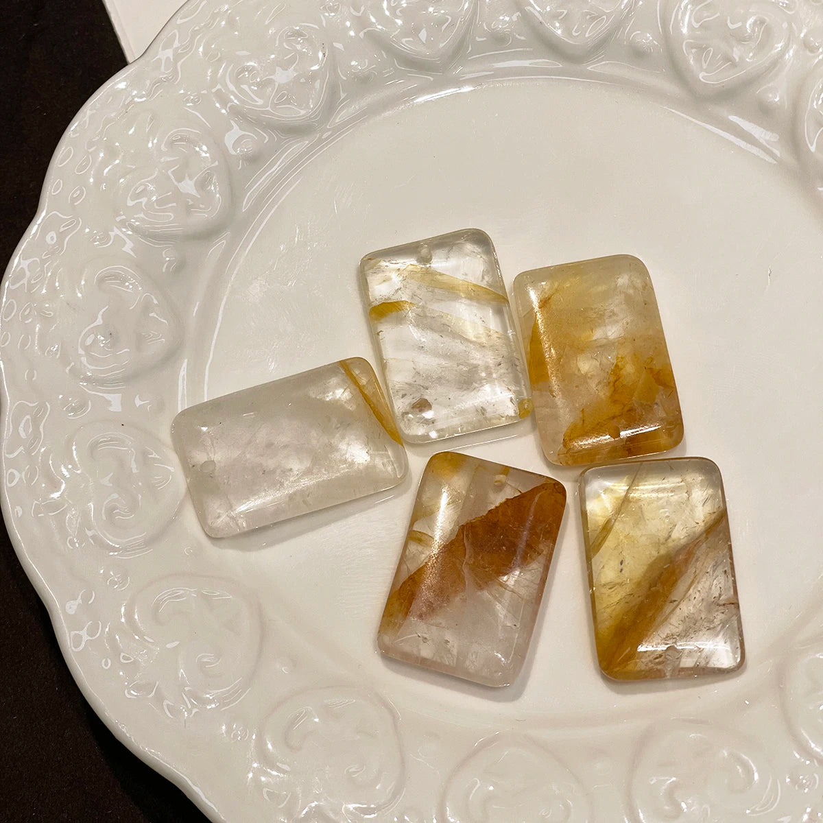 Natural Stone Citrine Rectangle Pendant 20x30mm For Jewelry Making DIY Necklace Bracelet Earrings Accessory Quake