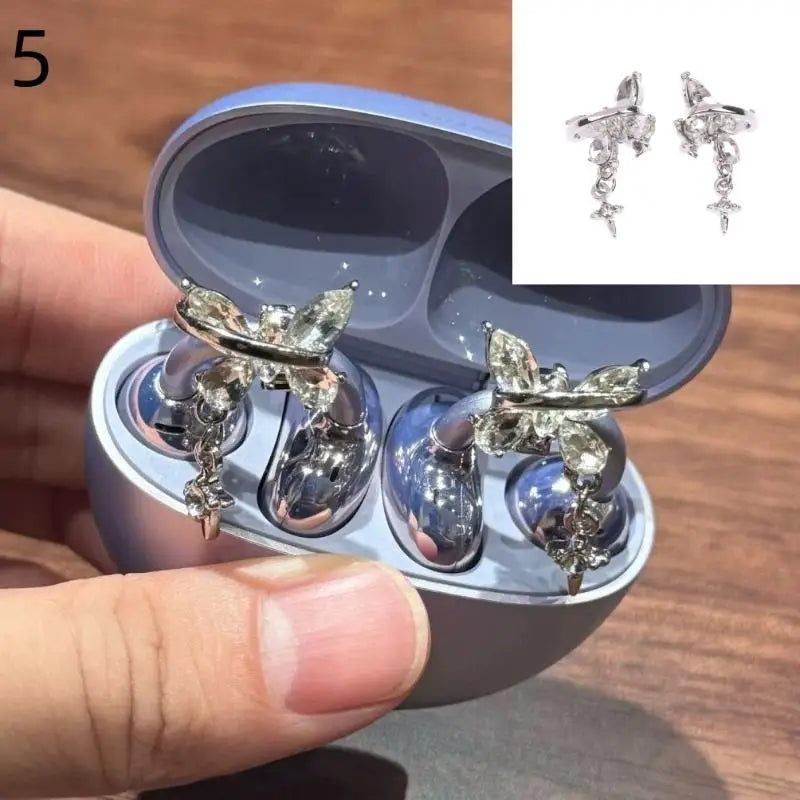 DIY Headphone Decor Clips, Removable Zircon Diameter Buckle Ornaments, Easy Install Earbud Decoration For Wireless Headphones Quake Style05