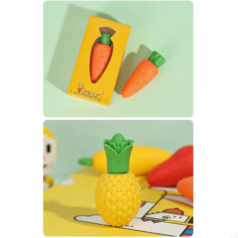 3Pcs Large Fruit Vegetable Themed Erasers Set Colorful Pencil Eraser Easy Erasing For Students Artists Drawing Sketching K1KF Quake