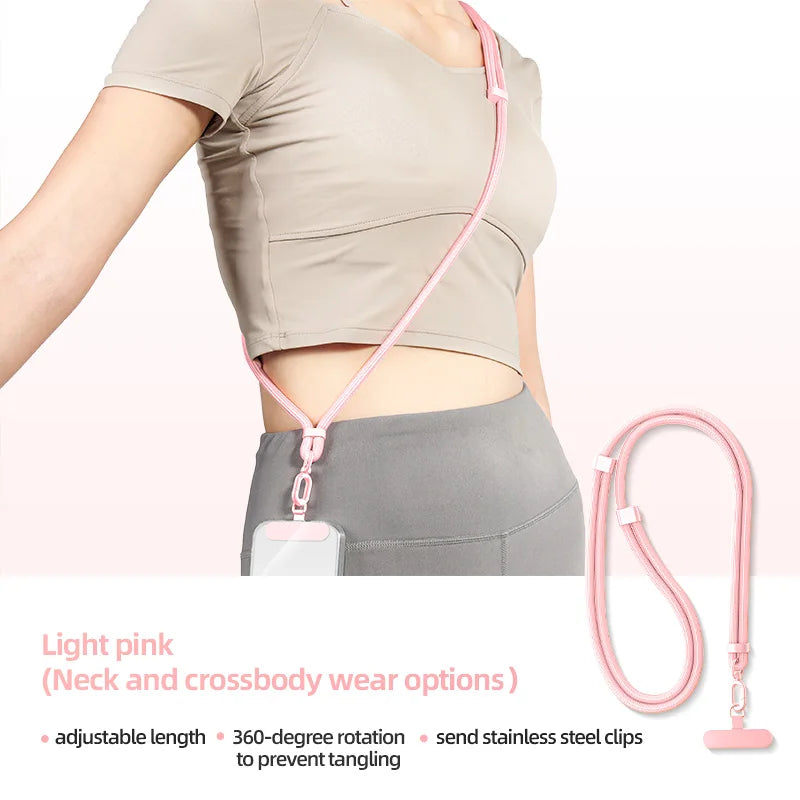 Phone Lanyard Adjustable Detachable Neck Cord Outdoor Universal Crossbody Strap Card Clip for Mobile Phone Case Quake Pink Nylon / Spandex