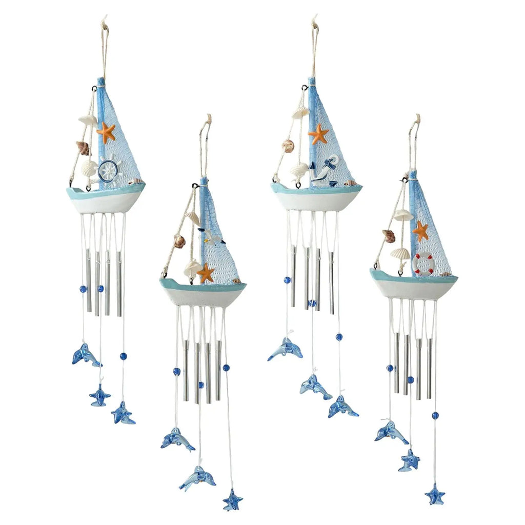 Nautical Wind Chimes Large Boat Hanging Charm Outdoor Garden Wind Pendant for Patio Porch Backyard Quake
