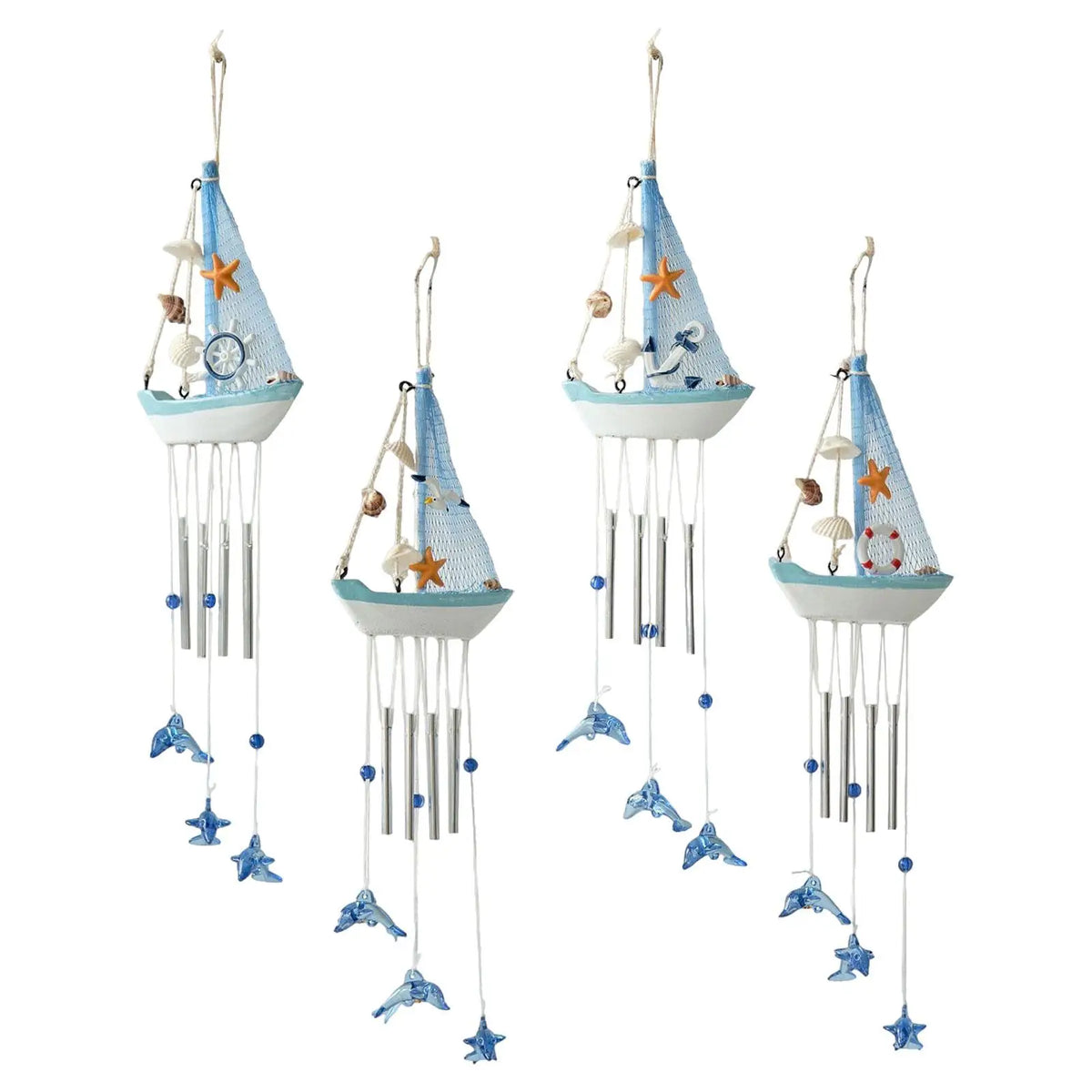 Nautical Wind Chimes Large Boat Hanging Charm Outdoor Garden Wind Pendant for Patio Porch Backyard Quake