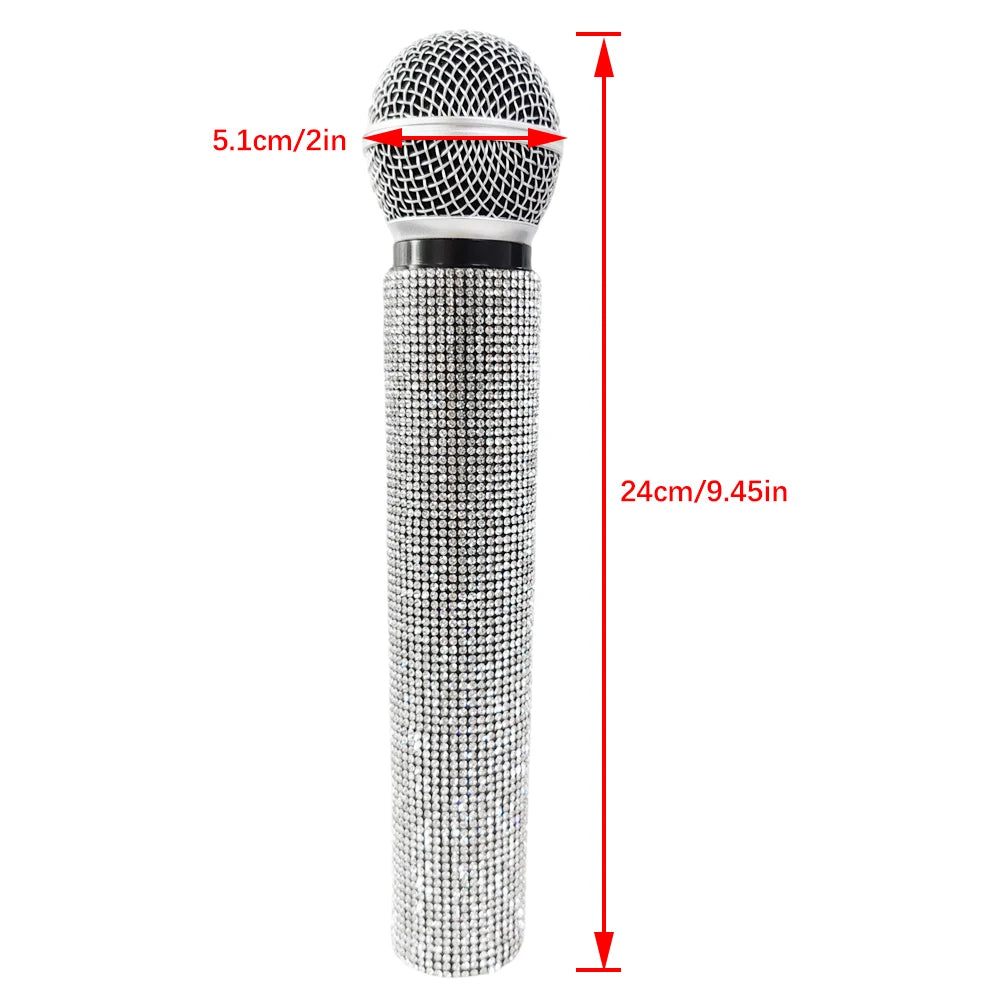 Rhinestone Simulation Microphone Props Colorful Plastic Fake Micriphone Decoration Ornaments For Cosplay Home Bar Party Favors Quake