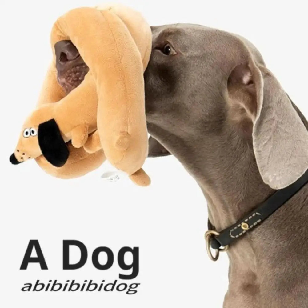 Extra Long Dachshund Stuffed Animal Toy Soft Bendable Body with Sound Function, Ideal as a Warm-Up Doll for Cats in Winter Month Quake