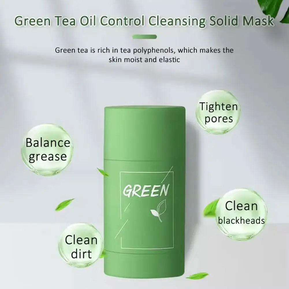 1/3PCS Green Tea Clay Stick For Face, Green Smear Acne Shrink Blackhead Green Tea Extract Facial Mask Pore Cleansing Quake