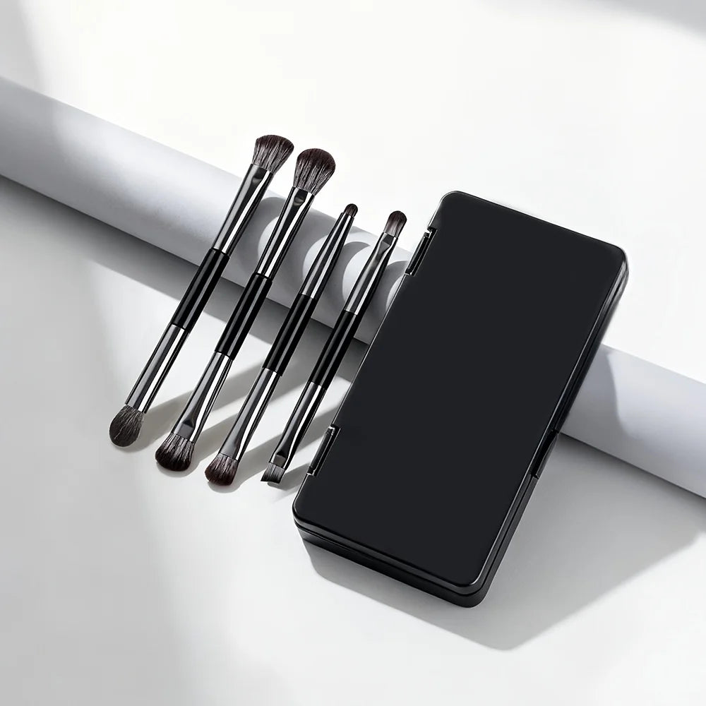 Portable Double-Ended Makeup Brush Set with Mirror Quake