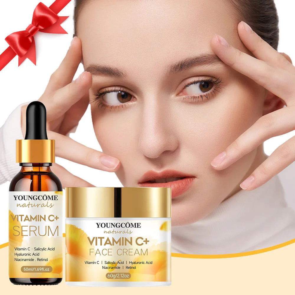 1set Vitamin C Skin care Set Face Anti Aging Firming Lifting Fade Fine Lines Whitening the moisturizing face cream Shrink Pores Quake